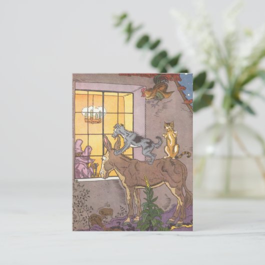 Vintage Märchen, Bremer Stadtmusiker, Hauman Postkarte (Stehend Vorderseite)