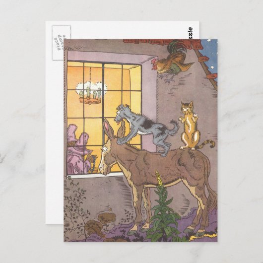 Vintage Märchen, Bremer Stadtmusiker, Hauman Postkarte (Vorne/Hinten)