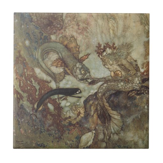 Vintage Märchen, Die Meerjungfrau von Edmund Dulac Fliese (Vorderseite)