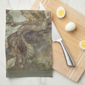 Vintage Märchen, Die Meerjungfrau von Edmund Dulac Geschirrtuch (Viertel Falte)