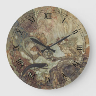 Vintage Märchen, Die Meerjungfrau von Edmund Dulac Große Wanduhr