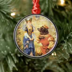 Vintage Märchen, Die Schöne und das Biest Ornament Aus Metall