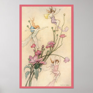 Vintage Märchen, drei Spirituosen gefüllt mit Freu Poster