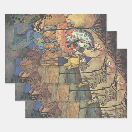 Vintage Märchen, ein tapferer Ritter und Drache Geschenkpapier Set (Set)