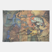 Vintage Märchen, ein tapferer Ritter und Drache Handtuch (Horizontal)