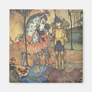 Vintage Märchen, ein tapferer Ritter und Drache Magnet