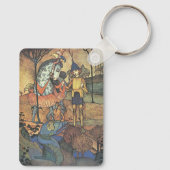 Vintage Märchen, ein tapferer Ritter und Drache Schlüsselanhänger (Rückseite)