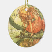 Vintage Märchen, Froschprinzessin am Teich Keramikornament (Links)