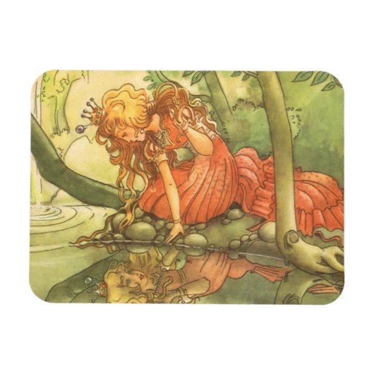 Vintage Märchen, Froschprinzessin am Teich Magnet (Horizontal)