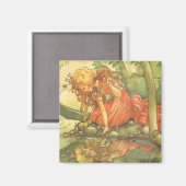 Vintage Märchen, Froschprinzessin am Teich Magnet (Vorderseite/Rückseite)