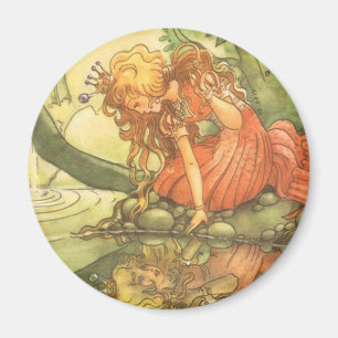 Vintage Märchen, Froschprinzessin am Teich Magnet