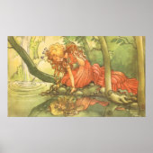 Vintage Märchen, Froschprinzessin am Teich Poster (Vorne)