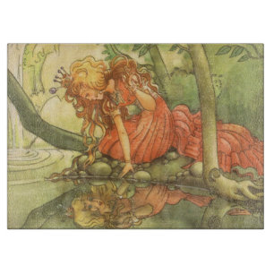 Vintage Märchen, Froschprinzessin am Teich Schneidebrett