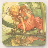 Vintage Märchen, Froschprinzessin am Teich Untersetzer (Vorderseite)