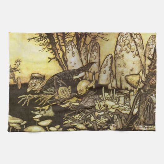 Vintage Märchen, Gruppe der Arbeiter von Rackham Küchentuch (Horizontal)