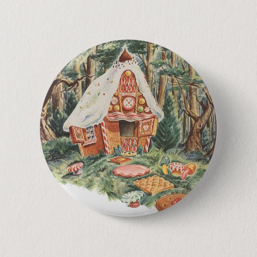 Vintage Märchen, Hänsel und Gretel Candy House Button (Vorderseite)