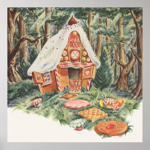 Vintage Märchen, Hänsel und Gretel Candy House Poster