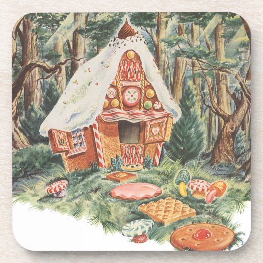 Vintage Märchen, Hänsel und Gretel Candy House Untersetzer (Vorderseite)