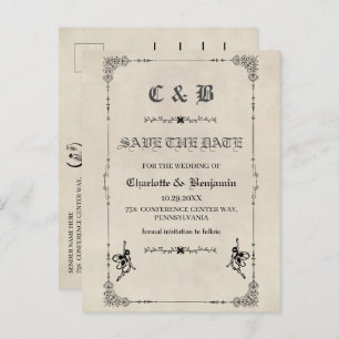 Vintage Märchen Hochzeit speichern das Datum Ankündigungspostkarte