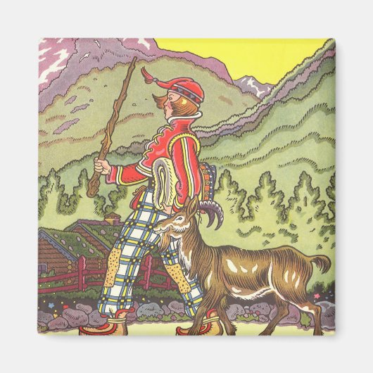 Vintage Märchen, Junge und Nordwind, Hauman Magnet (Vorne)