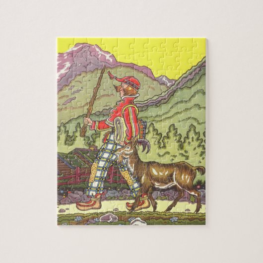 Vintage Märchen, Junge und Nordwind, Hauman Puzzle (Vertikal)