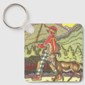 Vintage Märchen, Junge und Nordwind, Hauman Schlüsselanhänger (Vorderseite)