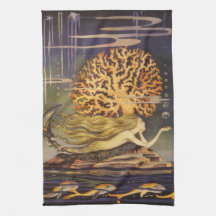 Vintage Märchen, kleine Meerjungfrau im Ozean Cora