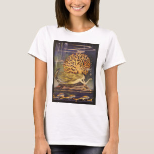 Vintage Märchen, kleine Meerjungfrau in Meereskora T-Shirt