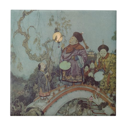 Vintage Märchen, Nachtigall von Edmund Dulac Fliese (Vorderseite)