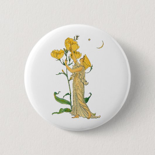 Vintage Märchen, Nachtkerze, Walter Crane Button (Vorderseite)
