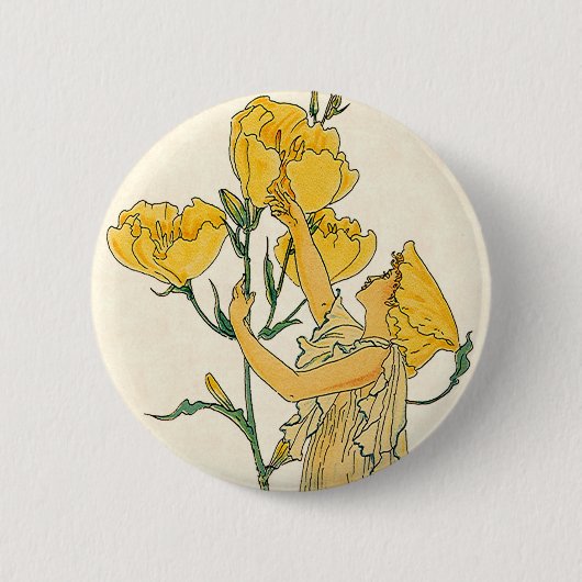 Vintage Märchen, Nachtkerze, Walter Crane Button (Vorderseite)