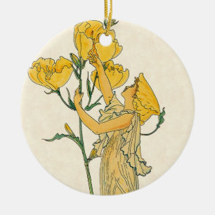 Vintage Märchen, Nachtkerze, Walter Crane Keramik Ornament