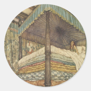 Vintage Märchen, Prinzessin und Pea, Edmund Dulac Runder Aufkleber