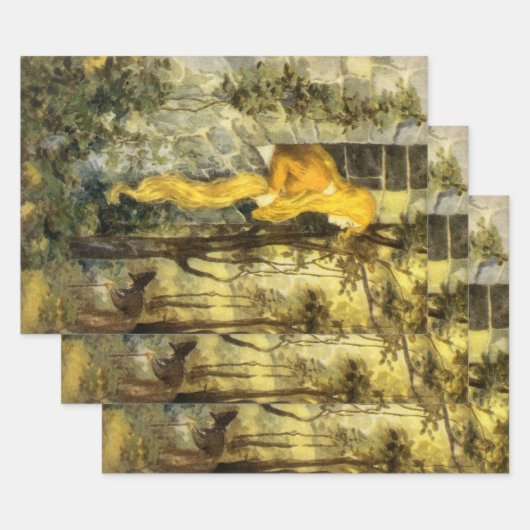 Vintage Märchen, Rapunzel mit Langblonde Geschenkpapier Set (Set)