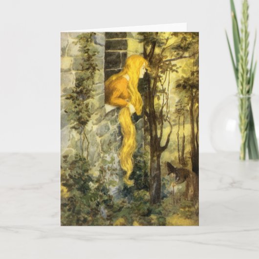 Vintage Märchen, Rapunzel mit Langblonde Karte (Vorderseite)