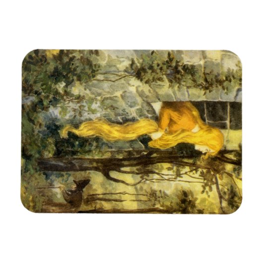 Vintage Märchen, Rapunzel mit Langblonde Magnet (Horizontal)