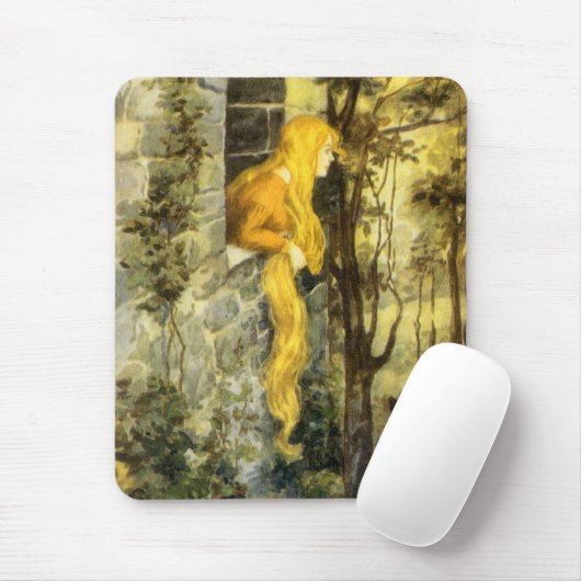 Vintage Märchen, Rapunzel mit Langblonde Mousepad (Mit Mouse)