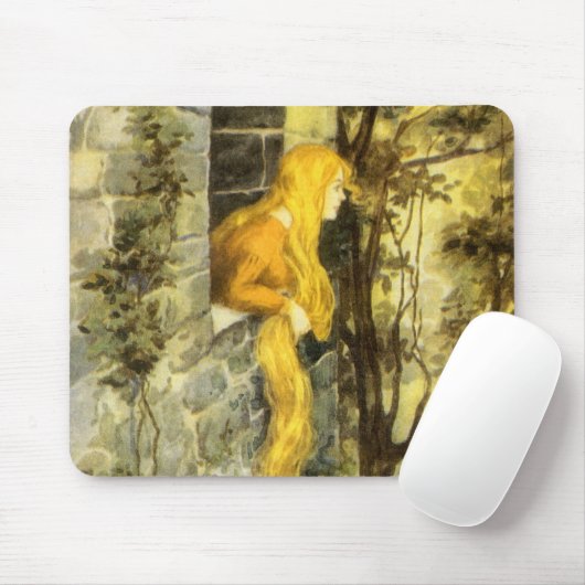 Vintage Märchen, Rapunzel mit Langblonde Mousepad (Mit Mouse)