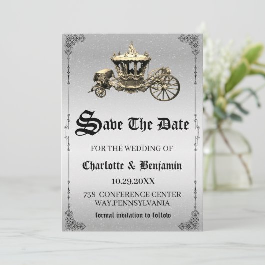 Vintage Märchen Save The Date (Stehend Vorderseite)