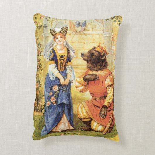Vintage Märchen, Schönheit und Bestie Dekokissen (Rückseite(Vertikal))