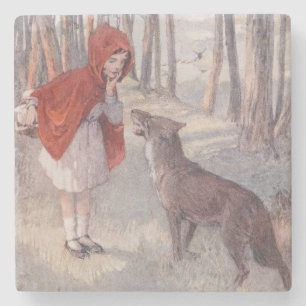 Vintage Märchenbuch Rotkäppchen Steinuntersetzer