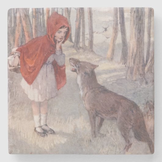 Vintage Märchenbuch Rotkäppchen Steinuntersetzer (Vorderseite)