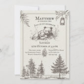 Vintage-Märchenbuch-Stil Waldtier-Geburtstag Einladung (Vorderseite)
