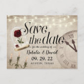 Vintage Märchenhochzeit Sichern des Datums Ankündigungspostkarte (Vorderseite)