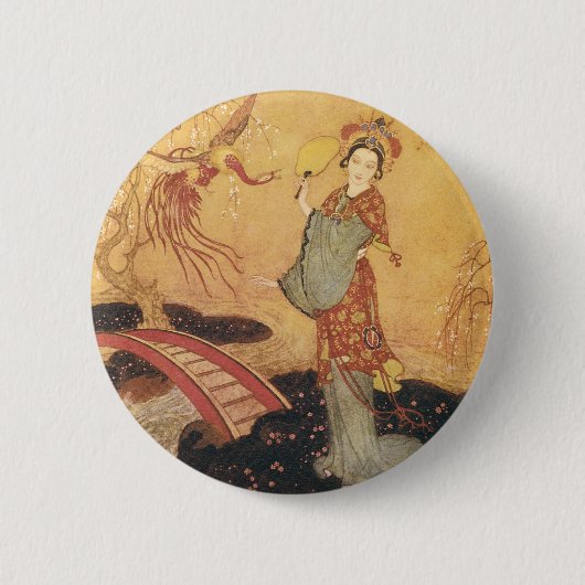 Vintage Märchenprinzessin Badoura, Edmund Dulac Button (Vorderseite)