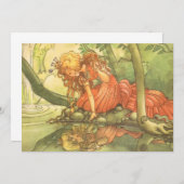 Vintage Märchenprinzessin Froschprinz Einladung (Vorne/Hinten)