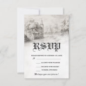 Vintage Märchenschloss Hochzeit RSVP Karte (Vorderseite)