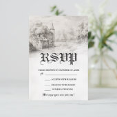 Vintage Märchenschloss Hochzeit RSVP Karte (Stehend Vorderseite)