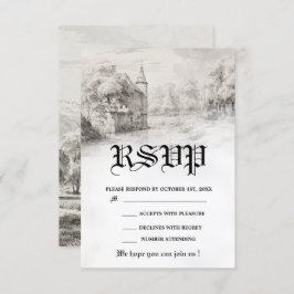 Vintage Märchenschloss Hochzeit RSVP Karte