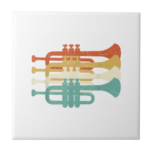 Vintage Marching Band Trumpet Player Retro Design  Fliese (Vorderseite)